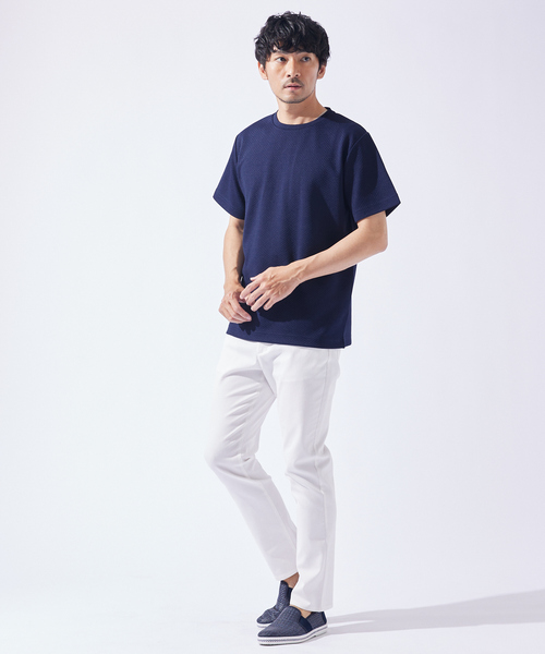 ABAHOUSE GRAY(アバハウスグレイ)の「ジオメトリック柄 クルーネック 半袖 Tシャツ(Tシャツ/カットソー・メンズ・グレイッシュベージュ/サックスブルー/ブラック/ホワイト/ネイビー・48/46)」の6枚目の写真