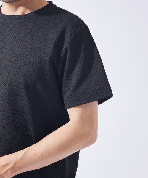 ABAHOUSE GRAY(アバハウスグレイ)の「ジオメトリック柄 クルーネック 半袖 Tシャツ(Tシャツ/カットソー・メンズ・グレイッシュベージュ/サックスブルー/ブラック/ホワイト/ネイビー・48/46)」の10枚目の写真