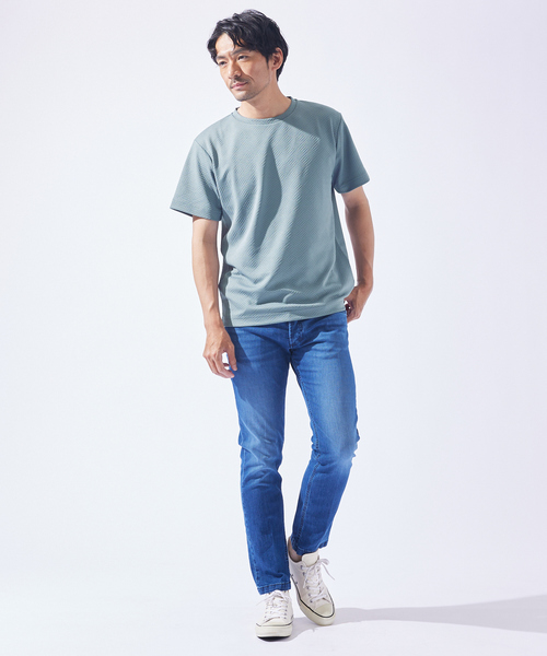 ABAHOUSE GRAY(アバハウスグレイ)の「ジオメトリック柄 クルーネック 半袖 Tシャツ(Tシャツ/カットソー・メンズ・グレイッシュベージュ/サックスブルー/ブラック/ホワイト/ネイビー・48/46)」の19枚目の写真