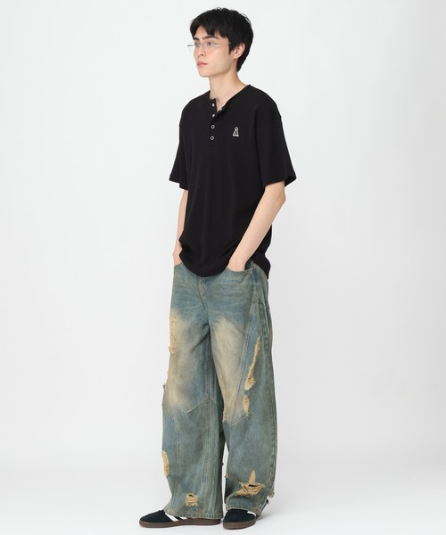 ALAND（エーランド）の「【UNISEX】ALAND／Aヘンリーネック半袖T（Tシャツ/カットソー・レディース・ブラック/オフホワイト・LARGE/SMALL）」の16枚目の写真