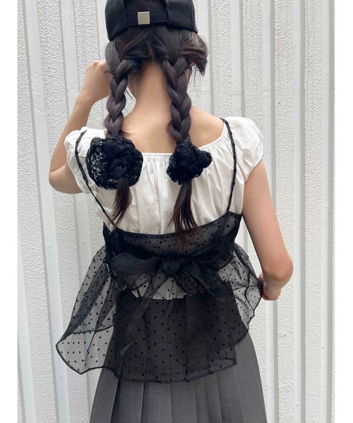 WC（ダブル シー）の「バックリボンドットシアーキャミソール（キャミソール・レディース・ブラック/ホワイト・FREE）」の2枚目の写真