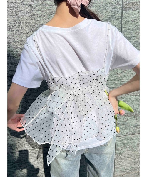 WC（ダブル シー）の「バックリボンドットシアーキャミソール（キャミソール・レディース・ブラック/ホワイト・FREE）」の4枚目の写真