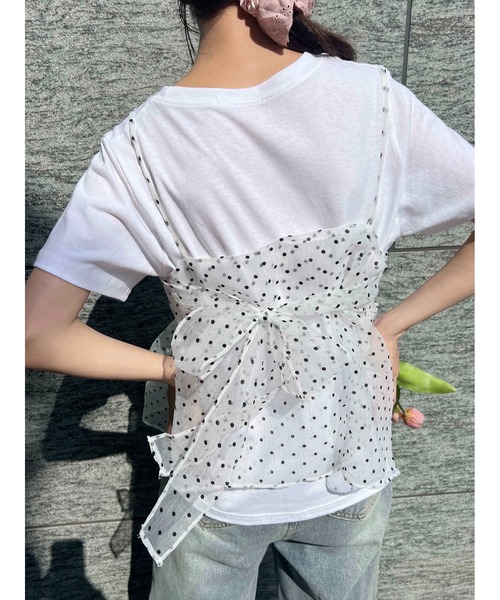 WC（ダブル シー）の「バックリボンドットシアーキャミソール（キャミソール・レディース・ブラック/ホワイト・FREE）」の5枚目の写真