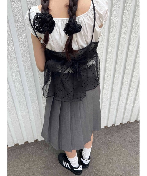 WC（ダブル シー）の「バックリボンドットシアーキャミソール（キャミソール・レディース・ブラック/ホワイト・FREE）」の8枚目の写真