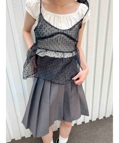 WC（ダブル シー）の「バックリボンドットシアーキャミソール（キャミソール・レディース・ブラック/ホワイト・FREE）」の10枚目の写真