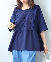 leswel（レスウェル）の「【L～5L 大きいサイズ】フリル切替えギャザーブラウス 半袖 春夏（シャツ/ブラウス）」