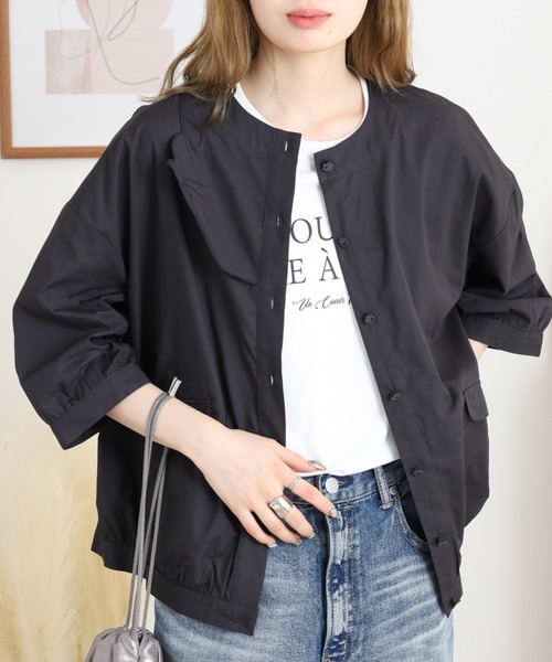 Emago(イマゴ)の「EMAGO ネコ刺繍カーデ(カーディガン/ボレロ・レディース・ネイビー/ホワイト/チャコールグレー・FREE)」の3枚目の写真