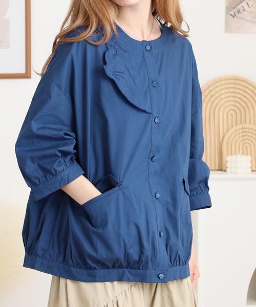 Emago(イマゴ)の「EMAGO ネコ刺繍カーデ(カーディガン/ボレロ・レディース・ネイビー/ホワイト/チャコールグレー・FREE)」の4枚目の写真