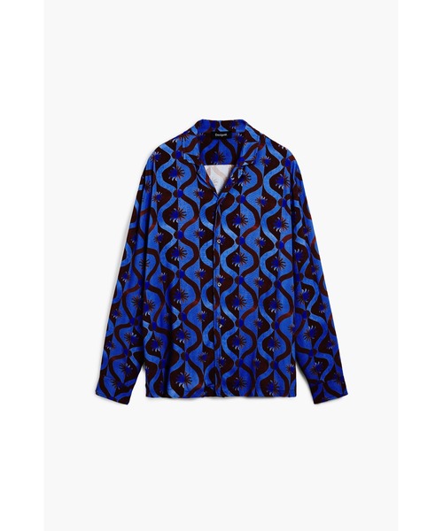 Desigual(デシグアル)の「ジオメトリックプリント長袖シャツ ブラックブルー(シャツ/ブラウス・メンズ・ブルー・M/L/S/XL)」の1枚目の写真