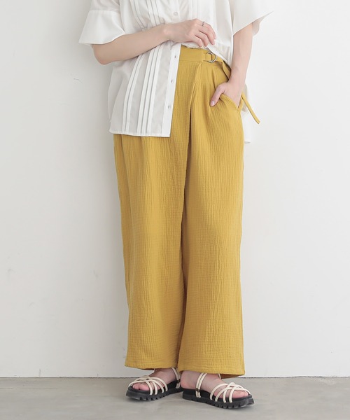 n'OrLABEL（ノアールレーベル）の「『楊柳ダブルガーゼラップパンツ』（その他パンツ・レディース・イエロー/ベージュ/ネイビー・1/2）」の3枚目の写真