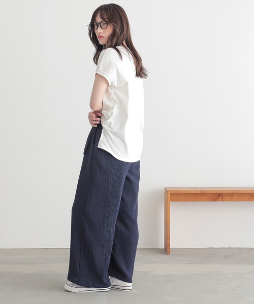 n'OrLABEL（ノアールレーベル）の「『楊柳ダブルガーゼラップパンツ』（その他パンツ・レディース・イエロー/ベージュ/ネイビー・1/2）」の4枚目の写真