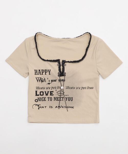 dispark(ディスパーク)の「DISPARK/メタルパーツ付きロゴT(Tシャツ/カットソー・レディース・ベージュ/ホワイト・FREE)」の7枚目の写真