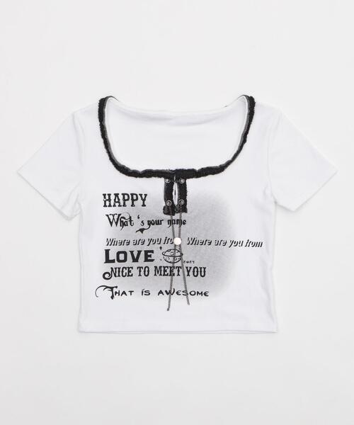 dispark(ディスパーク)の「DISPARK/メタルパーツ付きロゴT(Tシャツ/カットソー・レディース・ベージュ/ホワイト・FREE)」の8枚目の写真