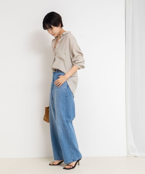 NOLLEY’S（ノーリーズ）の「《セットアップ対応》ウォッシャブルシルキーキュプラドレープシャツ（シャツ/ブラウス・レディース・ベージュ/ブラウン/チャコールグレー・38）」の18枚目の写真