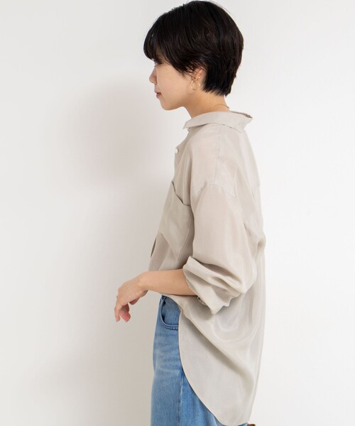 NOLLEY’S（ノーリーズ）の「《セットアップ対応》ウォッシャブルシルキーキュプラドレープシャツ（シャツ/ブラウス・レディース・ベージュ/ブラウン/チャコールグレー・38）」の20枚目の写真