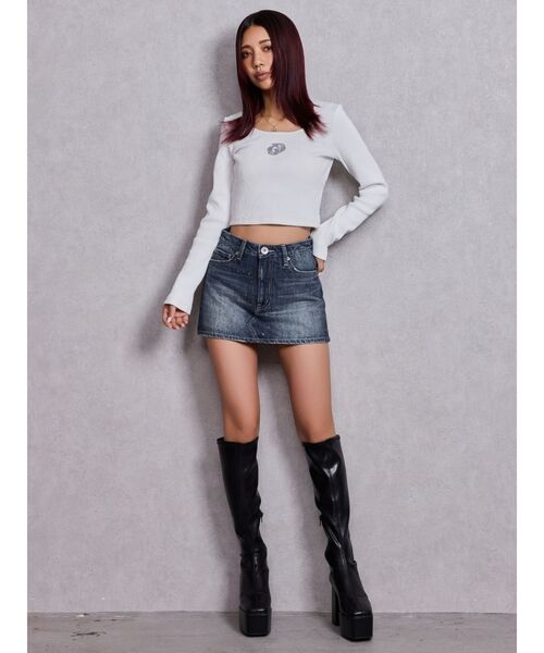 GYDA（ジェイダ）の「ストレッチチャンキーブーツ（ブーツ・レディース・アイボリー/ブラック・SMALL/MEDIUM/LARGE）」の12枚目の写真