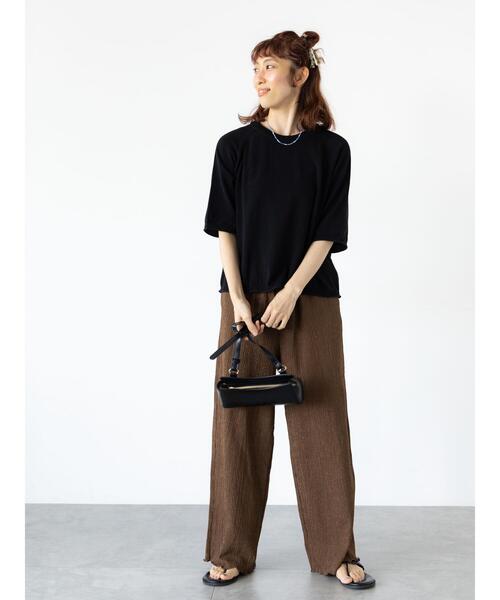 Lugnoncure（ルノンキュール）の「ジャカードイージーパンツ（その他パンツ・レディース・ブラック/ブラウン/グレー・F）」の4枚目の写真