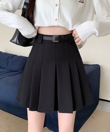 ベルト付きプリーツミニスカート