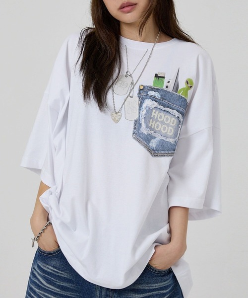 tシャツ 「UNISEX」HOODHOOD／フェイクポケットＴ レディース UNISEX】HOODHOOD／フェイクポケットT（Tシャツ/カットソー