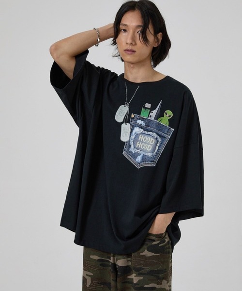 HOODHOOD（フッドフッド）の「【UNISEX】HOODHOOD／フェイクポケットＴ（Tシャツ/カットソー・レディース・ブラック/ホワイト・MEDIUM）」の20枚目の写真