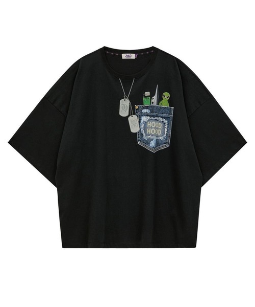 HOODHOOD（フッドフッド）の「【UNISEX】HOODHOOD／フェイクポケットＴ（Tシャツ/カットソー・レディース・ブラック/ホワイト・MEDIUM）」の6枚目の写真