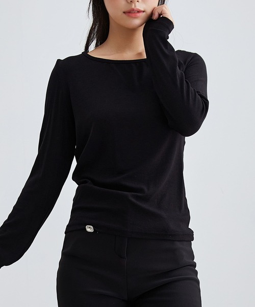 Lace Ladies（レースレディース）の「ソリッドカラー アシンメトリー オフショル 長袖 プルオーバー（Tシャツ/カットソー・レディース・ブラック/ホワイト/ダークグレー・FREE/S）」の5枚目の写真