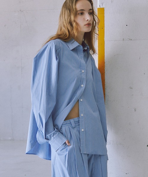 アニエスベー ｂ.アダムエロペ　刺繍バックタックシャツ長袖 トップス　完売品 アニエスベー b.アダムエロペ 刺繍バックタックシャツ長袖