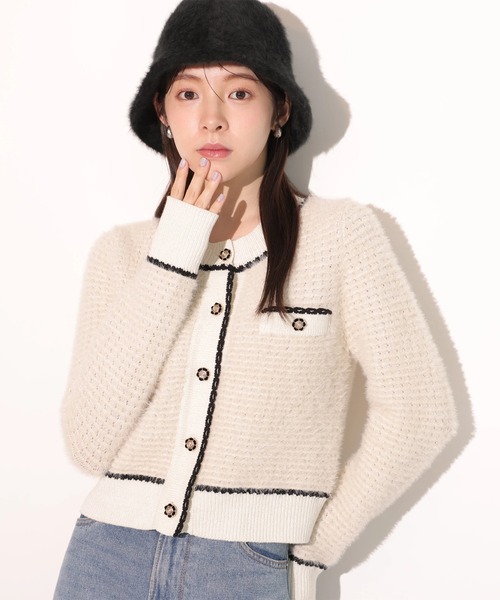 リランドチュール　Rirandture パール釦ラメクロップドニットジャケット Rirandture パール釦ラメクロップドニットジャケット リランドチュール