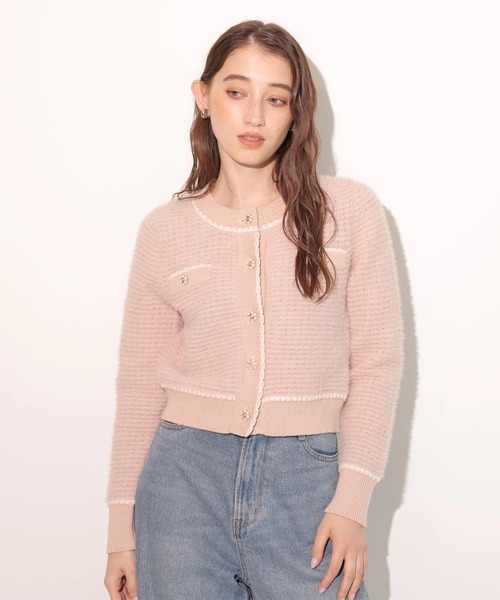 柄編みふわふわニットジャケット（ニット/セーター