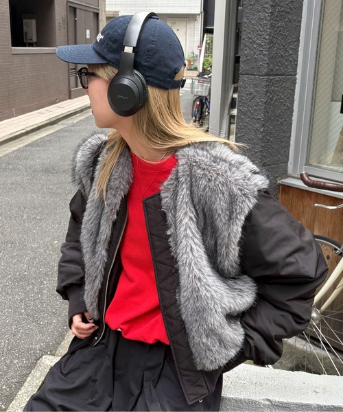 feepur(フェピュール)の「ミックスファードッキングMA-1(MA-1・レディース・ブラック/ブラウン・MEDIUM)」の1枚目の写真