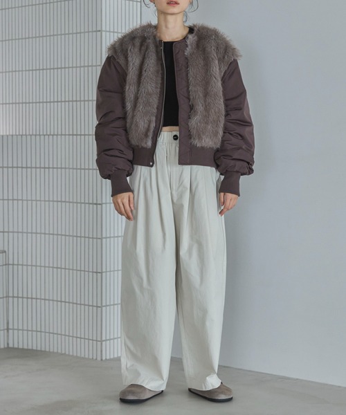 feepur(フェピュール)の「ミックスファードッキングMA-1(MA-1・レディース・ブラック/ブラウン・MEDIUM)」の12枚目の写真