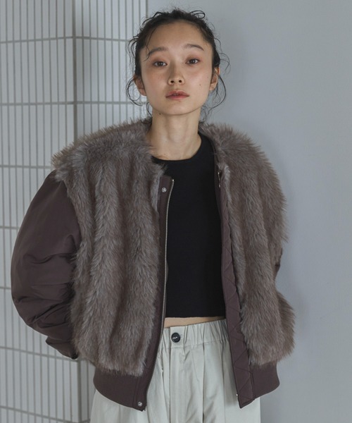 feepur(フェピュール)の「ミックスファードッキングMA-1(MA-1・レディース・ブラック/ブラウン・MEDIUM)」の19枚目の写真