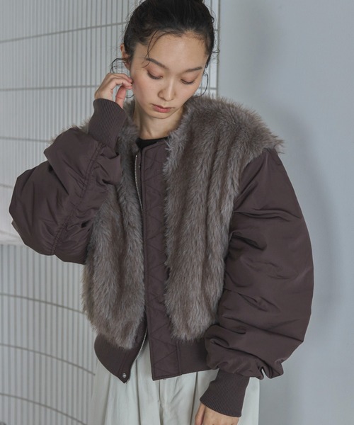 feepur(フェピュール)の「ミックスファードッキングMA-1(MA-1・レディース・ブラック/ブラウン・MEDIUM)」の21枚目の写真