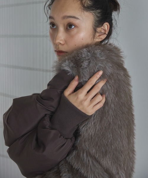 feepur(フェピュール)の「ミックスファードッキングMA-1(MA-1・レディース・ブラック/ブラウン・MEDIUM)」の22枚目の写真