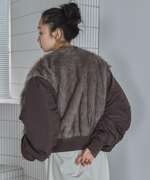 feepur(フェピュール)の「ミックスファードッキングMA-1(MA-1・レディース・ブラック/ブラウン・MEDIUM)」の20枚目の写真