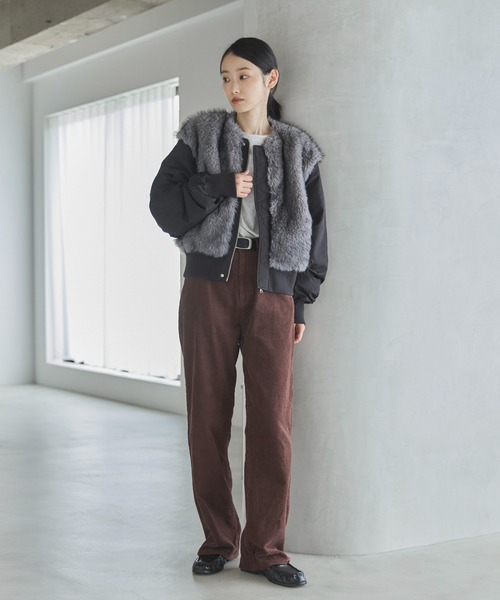 feepur(フェピュール)の「ミックスファードッキングMA-1(MA-1・レディース・ブラック/ブラウン・MEDIUM)」の4枚目の写真