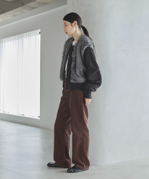 feepur(フェピュール)の「ミックスファードッキングMA-1(MA-1・レディース・ブラック/ブラウン・MEDIUM)」の5枚目の写真