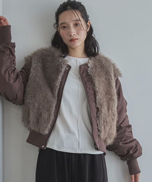 feepur(フェピュール)の「ミックスファードッキングMA-1(MA-1・レディース・ブラック/ブラウン・MEDIUM)」の17枚目の写真