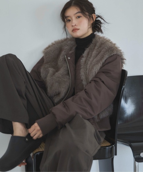feepur(フェピュール)の「ミックスファードッキングMA-1(MA-1・レディース・ブラック/ブラウン・MEDIUM)」の22枚目の写真