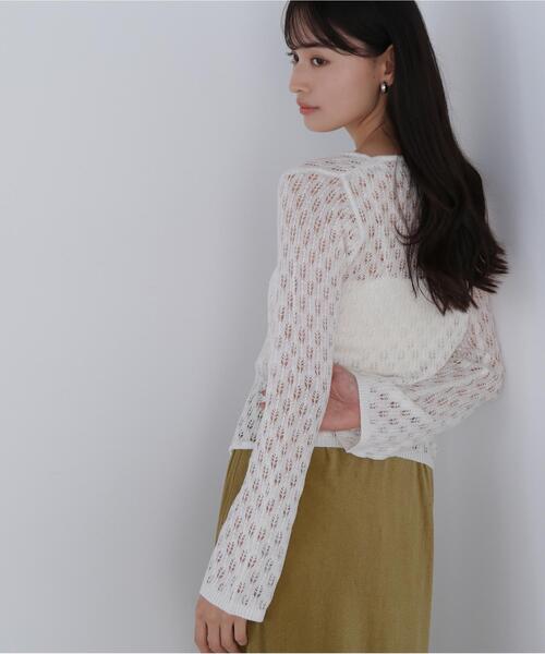 NATURAL BEAUTY BASIC(ナチュラルビューティーベーシック)の「◇【THINK NATURAL】レースニットプルオーバー(ニット/セーター・レディース・イエロー/ブルー/オフホワイト・FREE)」の2枚目の写真