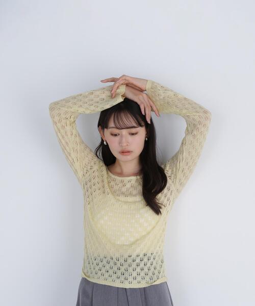 NATURAL BEAUTY BASIC(ナチュラルビューティーベーシック)の「◇【THINK NATURAL】レースニットプルオーバー(ニット/セーター・レディース・イエロー/ブルー/オフホワイト・FREE)」の3枚目の写真