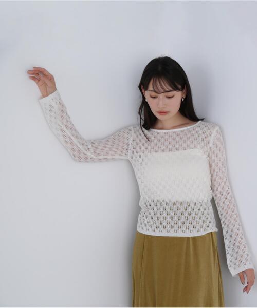 NATURAL BEAUTY BASIC(ナチュラルビューティーベーシック)の「◇【THINK NATURAL】レースニットプルオーバー(ニット/セーター・レディース・イエロー/ブルー/オフホワイト・FREE)」の10枚目の写真