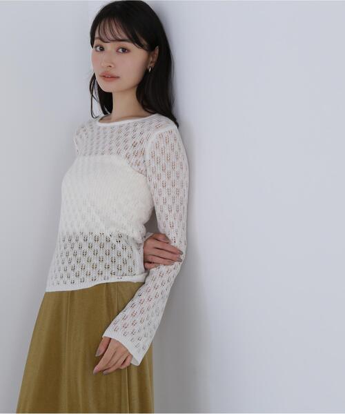 NATURAL BEAUTY BASIC(ナチュラルビューティーベーシック)の「◇【THINK NATURAL】レースニットプルオーバー(ニット/セーター・レディース・イエロー/ブルー/オフホワイト・FREE)」の12枚目の写真