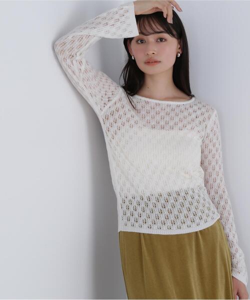NATURAL BEAUTY BASIC(ナチュラルビューティーベーシック)の「◇【THINK NATURAL】レースニットプルオーバー(ニット/セーター・レディース・イエロー/ブルー/オフホワイト・FREE)」の14枚目の写真