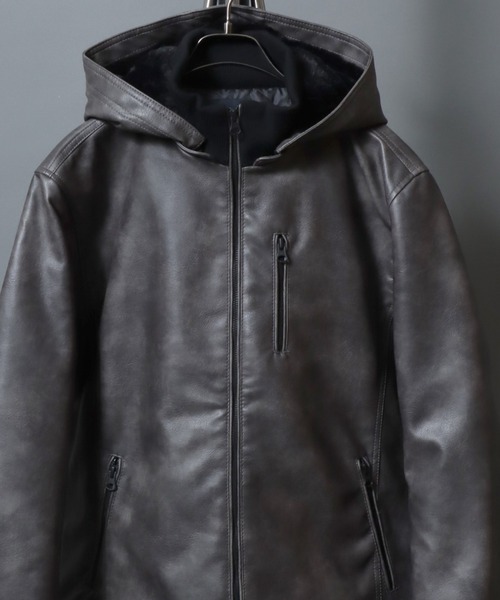 【新品】  Needles / ニードルス | 2020AW | Lined Boa Jacket - Faux Boa レザー ボア ジャケット | M | ブラック | メンズ セール】Faux Leather Hooded Jacket with Boa Lining/フェイクレザー