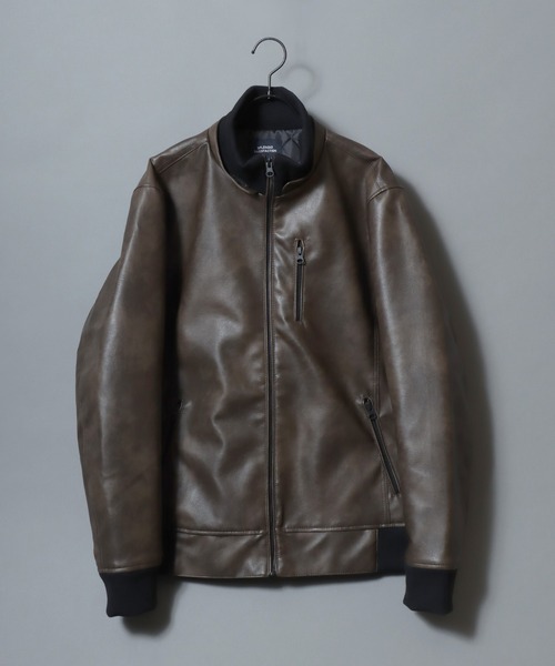 ANPAS(アンパス)の「Faux Leather Hooded Jacket with Boa Lining/フェイクレザー 2WAY フーデッド裏ボアジャケット/パーカー/フード脱着可/アウター メンズ レディース(ブルゾン・メンズ・ブラック/ブラック系その他/ブラウン系その他・LL/M/L)」の20枚目の写真