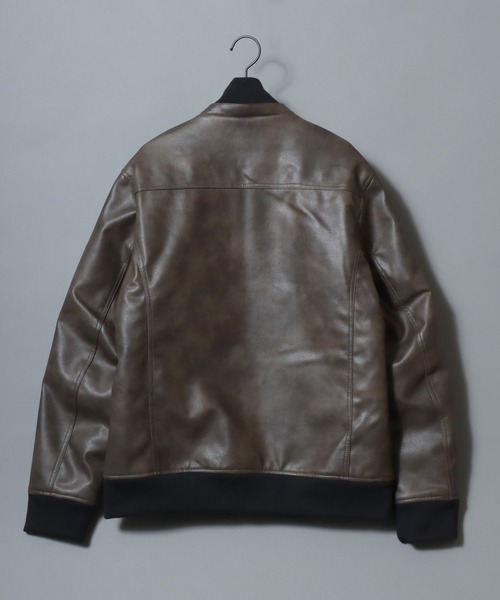 ANPAS(アンパス)の「Faux Leather Hooded Jacket with Boa Lining/フェイクレザー 2WAY フーデッド裏ボアジャケット/パーカー/フード脱着可/アウター メンズ レディース(ブルゾン・メンズ・ブラック/ブラック系その他/ブラウン系その他・LL/M/L)」の19枚目の写真
