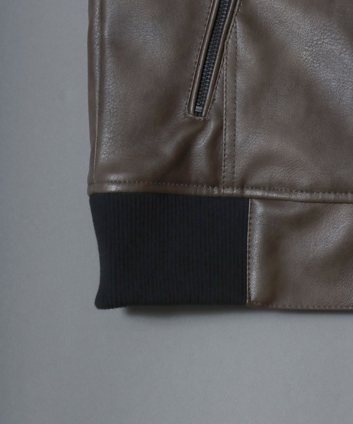 ANPAS(アンパス)の「Faux Leather Hooded Jacket with Boa Lining/フェイクレザー 2WAY フーデッド裏ボアジャケット/パーカー/フード脱着可/アウター メンズ レディース(ブルゾン・メンズ・ブラック/ブラック系その他/ブラウン系その他・LL/M/L)」の22枚目の写真