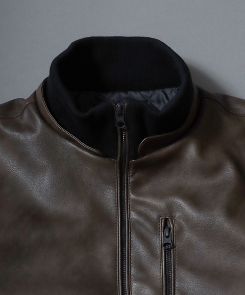ANPAS(アンパス)の「Faux Leather Hooded Jacket with Boa Lining/フェイクレザー 2WAY フーデッド裏ボアジャケット/パーカー/フード脱着可/アウター メンズ レディース(ブルゾン・メンズ・ブラック/ブラック系その他/ブラウン系その他・LL/M/L)」の18枚目の写真