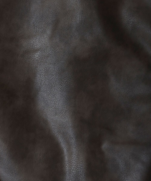 ANPAS(アンパス)の「Faux Leather Hooded Jacket with Boa Lining/フェイクレザー 2WAY フーデッド裏ボアジャケット/パーカー/フード脱着可/アウター メンズ レディース(ブルゾン・メンズ・ブラック/ブラック系その他/ブラウン系その他・LL/M/L)」の15枚目の写真